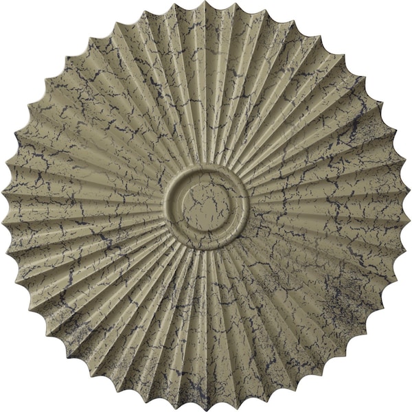 Ekena Millwork Shakuras Ceiling Medallion (For Canopies up to 5 3/4"), 33 7/8"OD x 2"P, Castle Stone Crackle CM34SHCSC - main